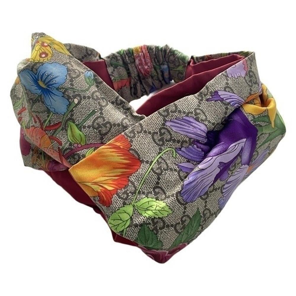 Gucci GUCCI Accessories 609319 Silk Beige x Dark Brown x Multi Hairband